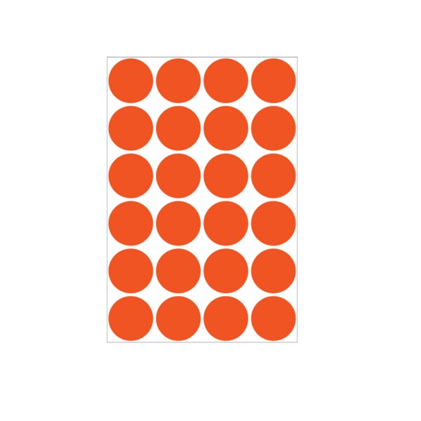1" Color Coding Dots Orange - Sheet Form